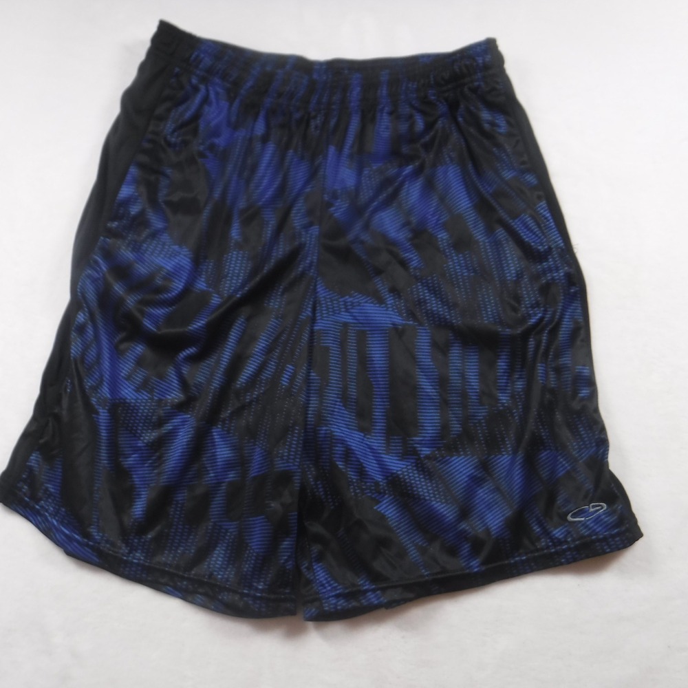 Champion C9 Mens Large Basketball Shorts Shiny Blue Black Graphic Print